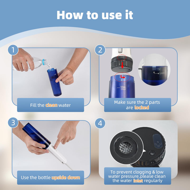 Hibbent Portable Bidet for Travel, High Pressure Handheld Electric Sprayer, Rechargeable Travel Bidet for Women & Men, Personal Hygiene Cleaning, Soothing Postpartum Care, Blue 1