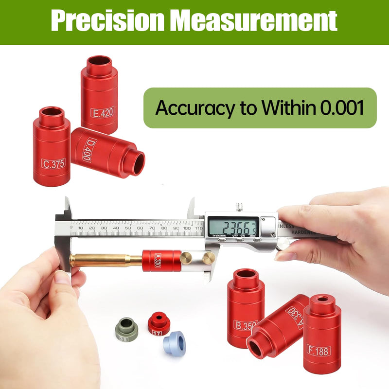 Bullet & Headspace Gauge Comparator Kit 【14 Inserts & 6 Bushings】, Precision Reloading Gauge Tool with Tin Box, Durable Comparator Equipment for Caliper Measurement and Consistent Headspace Setup