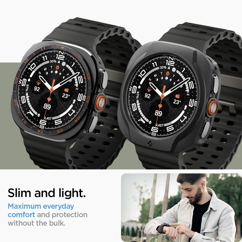 Spigen Liquid Air for Samsung Galaxy Watch Ultra 2 Case (2026) | Lightweight Flexible Slim Scratch Resistant Shock Proof TPU Cover - Matte Black