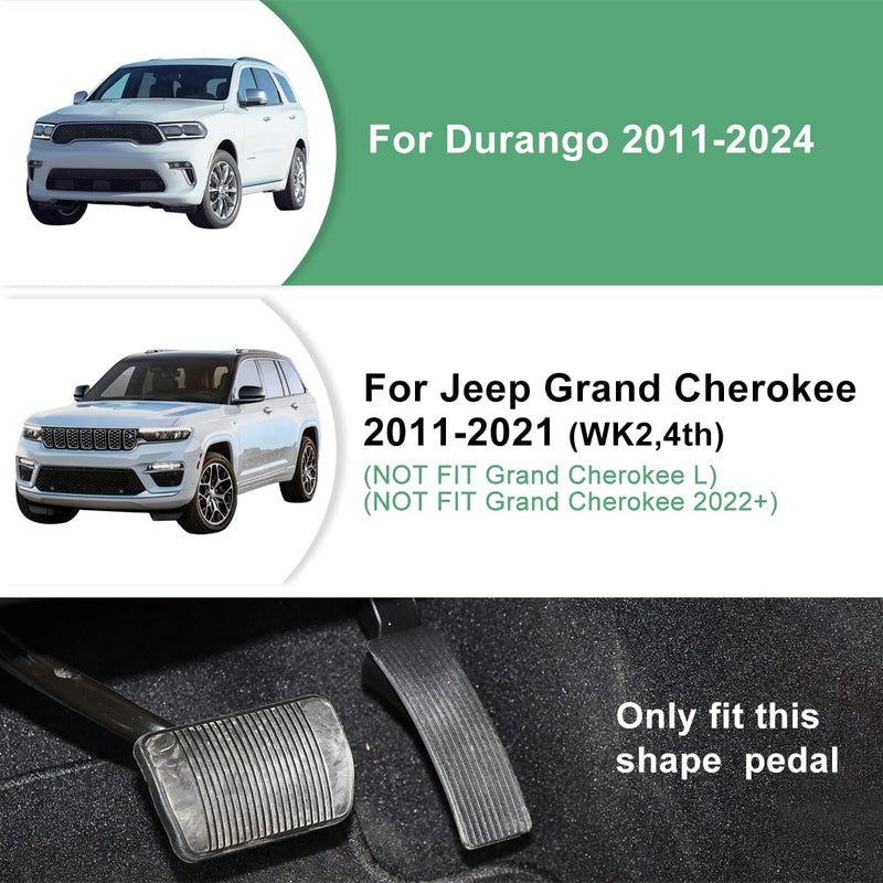 Foot Accelerator Gas Brake Pedal Cover Compatible for Jeep Grand Cherokee WK2 2011-2021, Compatible for Dodge Durango 2011-2024 Accessories No Drill Pad Cap Interior Jeep Grand Cherokee Pedal