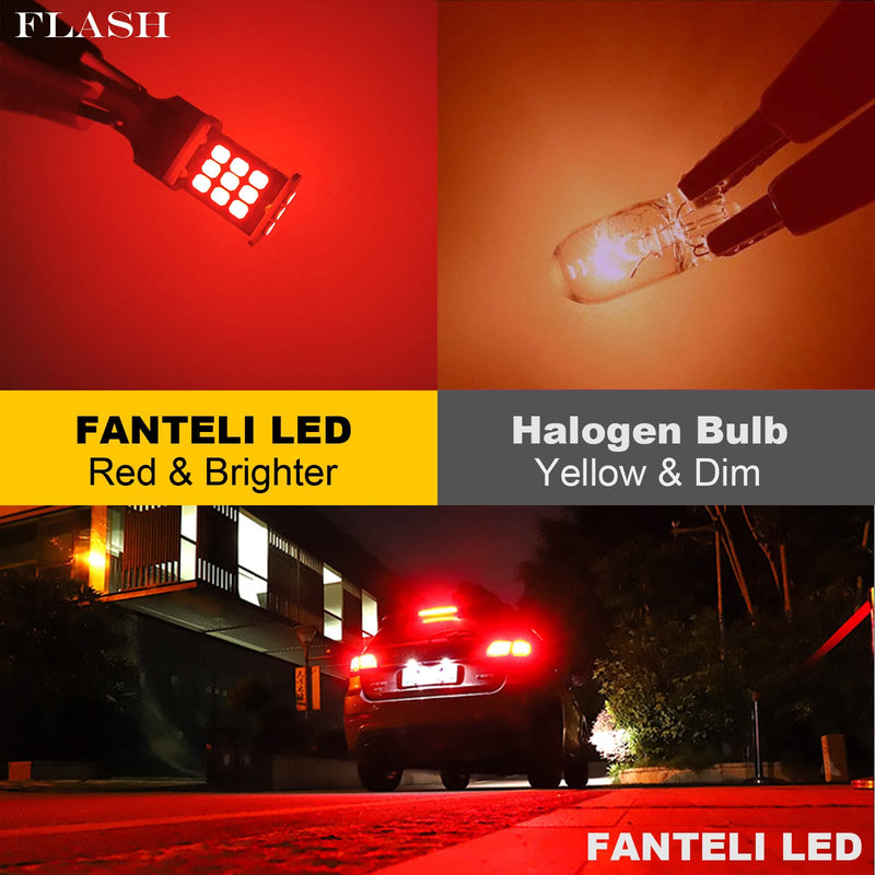 7443 LED Bulb Flashing Brake Lights, 300% Brighter 7440 7441 7444 7443R T20 W21W Plug and Play Strobe Blinking LED Stop Tail Lights, Brilliant Red 7443/7440