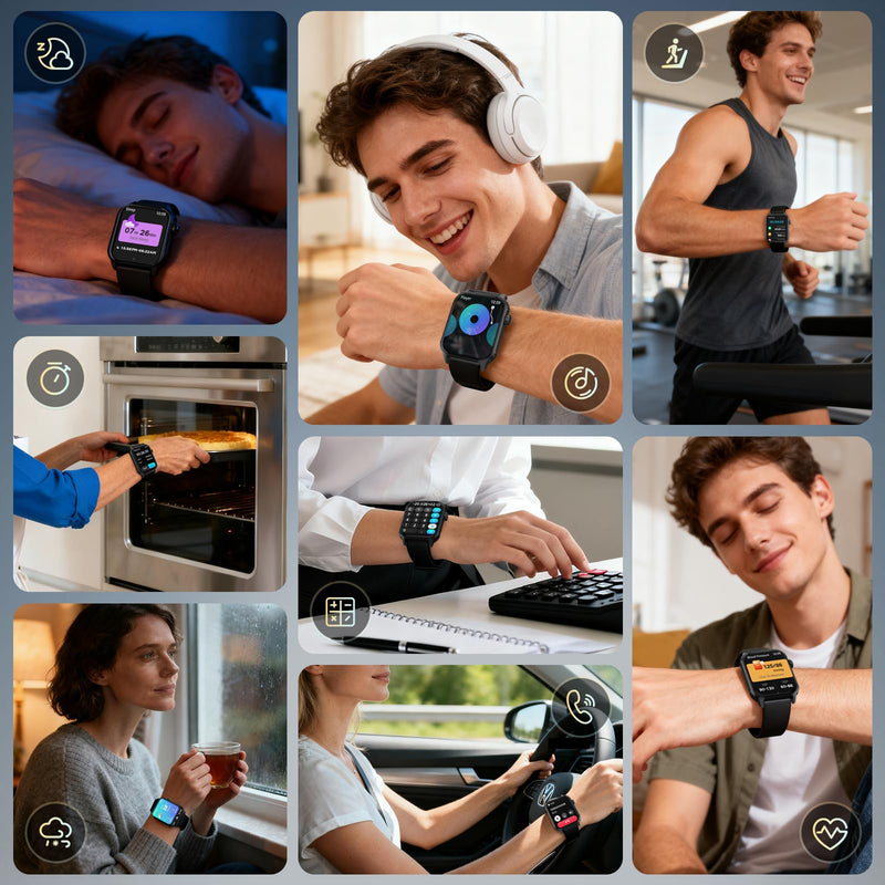 Smart Watch for Men, 120+ Sports Modes Smartwatch with 1.83" HD Touchsreen, Sleep Monitor, IP67 Waterproof, Bluetooth Call & Music Control Fitness Watch for iPhone/Android (Black) Black