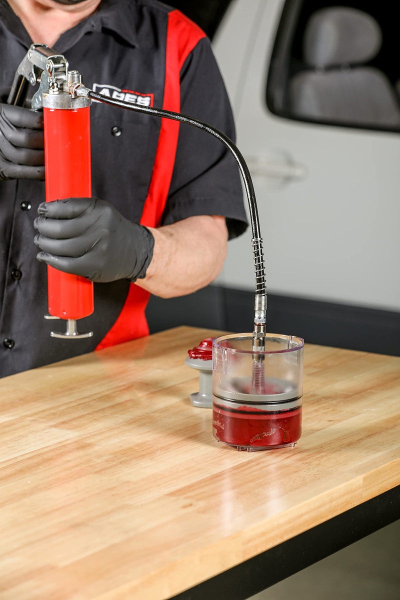 ARES 54035 – Deluxe Bearing Packer – Quickly and Easily Flushes Old Grease and Repacks Wheel Bearing – Fill with Grease Gun or by Hand – Durable Polycarbonate Construction
