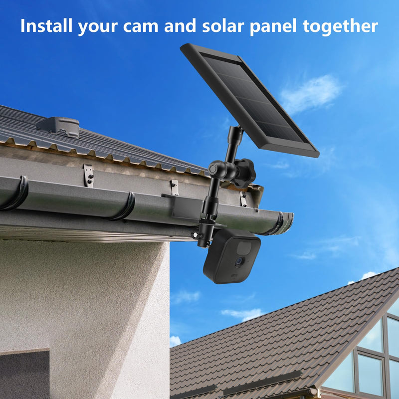 2-in-1 Weatherproof Gutter Mount for Blink Outdoor (3rd Gen), Blink Outdoor 4(4th Gen) and Blink Solar Panel, Adjustable No Drilling Wall Mount, Perfect Angle to Get Maximum Solar Power (Black)