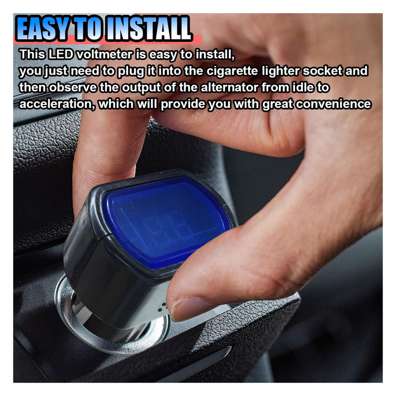 Car LED Digital Voltmeter, DC 12V/24V Cigarette Lighter Voltage Meter, Volt Gauge Battery Monitor, Digital Voltage Display for Auto Car Truck