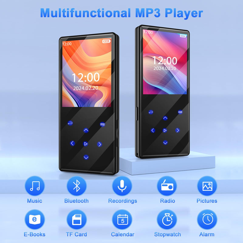 Gueray 128GB MP3 Player Bluetooth HiFi Sound MP3 Players with Speakers Support FM Radio Voice Recorder TF Card Digital Music Player Bluetooth MP3 Player 128 GB