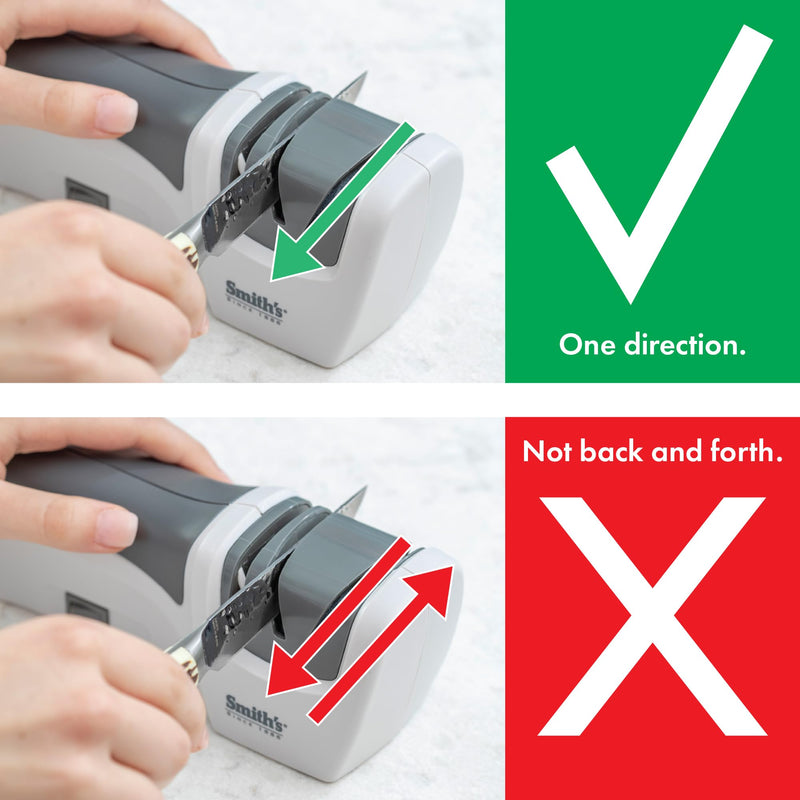 Smith’s 50097 Compact Electric Knife Sharpener | White & Grey | Kitchen Knife 2 Stage Sharpener | Electric & Manual | Blade Guide | Quick Sharpening & Polishing | Straight Edge Blades | Handheld OS