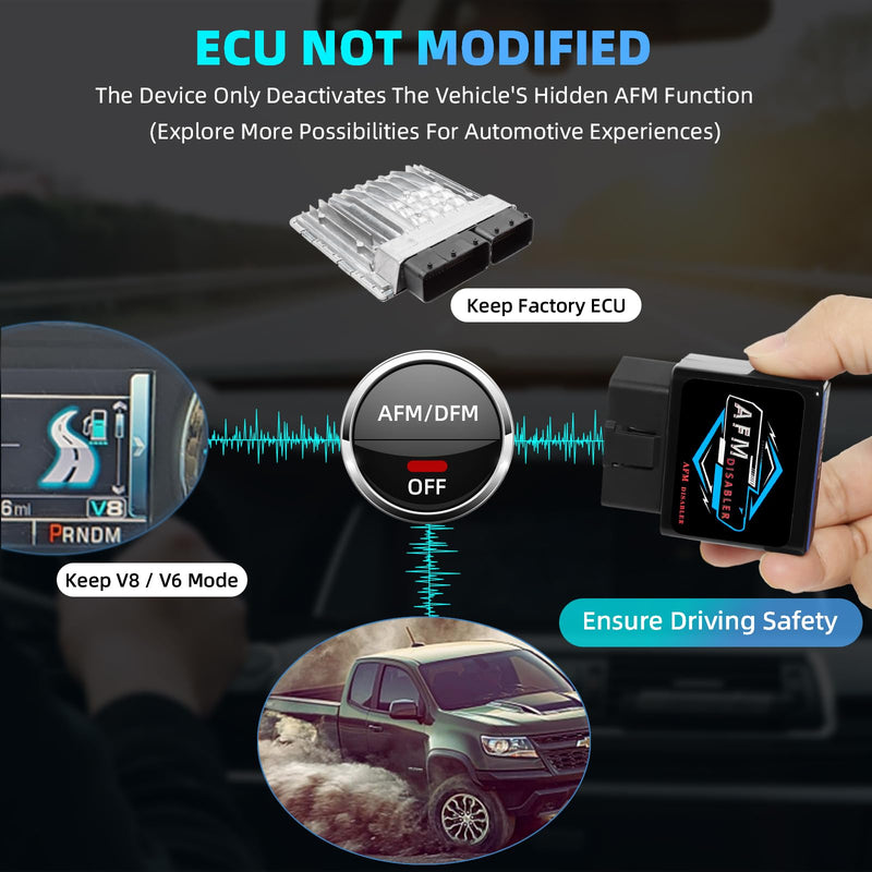 AFM/DFM Disabler Silverado 5.3 Active Fuel Management Delete Disabler Compatible With V6 & V8 Gm Motors(Chevy GMC Sierra GMC Yukon Cadillac Escalade etc)4.3L 5.3L 6.0L 6.2L-3 Year Warranty BlackBlue