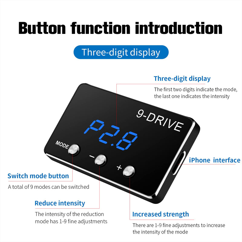 Throttle Response Controller 9 Drive Modes Smart Electronic Racing Accelerator Compatible with Dodge Challenger Ram Jeep Cherokee KJ KK Wrangler JK Maserati Ghibli 807