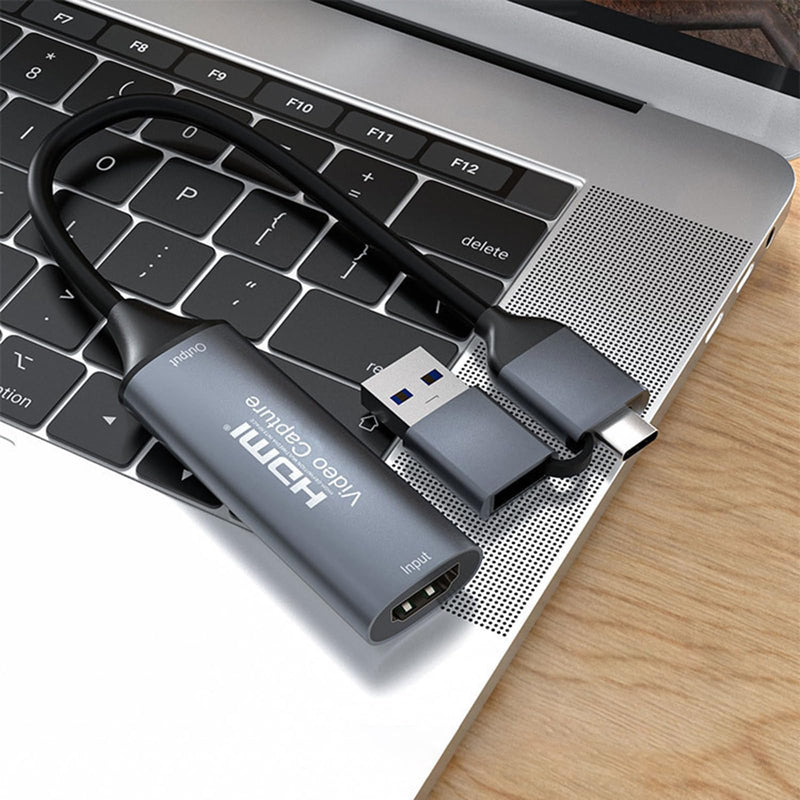HDMI Video Capture Card 4K 2-in-1 USB-A and USB-C Output, Compatible with Windows, MacOS, Linux, Android, for OBS/VLC/Amcap