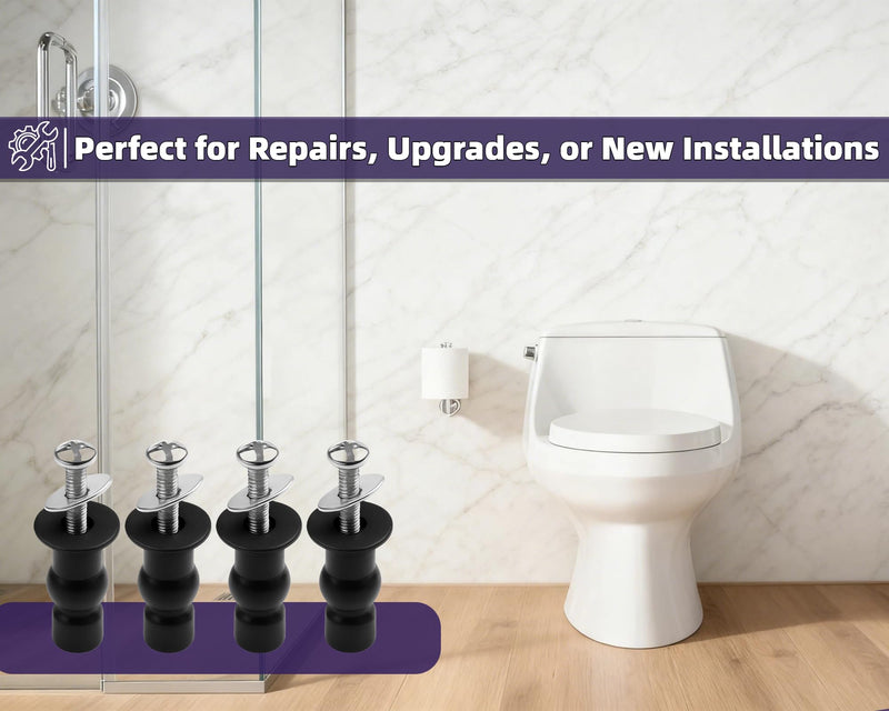 3/8" Dia Toilet Seat Screws Replacement Kit for Select Kohler One-Piece Toilet - Top Mount Hinges Toilet Bolts with Rubber Anchor Nuts, Compatible with Kohler Toilet Seat Parts K-84999 & K-85040-4PC Special styles fit 10-12mm holes