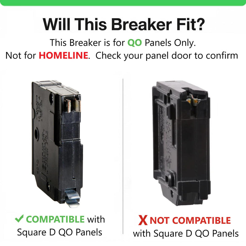 Genuine Square D QO115 QO 15 Amp Circuit Breaker Kit (2 Pack), Single Pole, 15A, 120V, 10kAIC, Plug-in for QO Load Centers & Panel Box, Visi-Trip, New Replacement 15 Amp Kit
