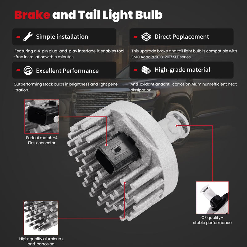 Tail Light Bulb fits for GMC Acadia 2013 2014 2015 2016 2017 Brake Light Bulb - 13582912 1-PCS