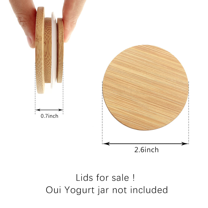 Oui Yogurt Jar Lids - 24 Pack Oui Lids - Natural Bamboo Wood with Silicone Sealing Ring and Oui Yogurt Jar Label for 5 oz Oui Yogurt Jars. Bamboo 24Pcs