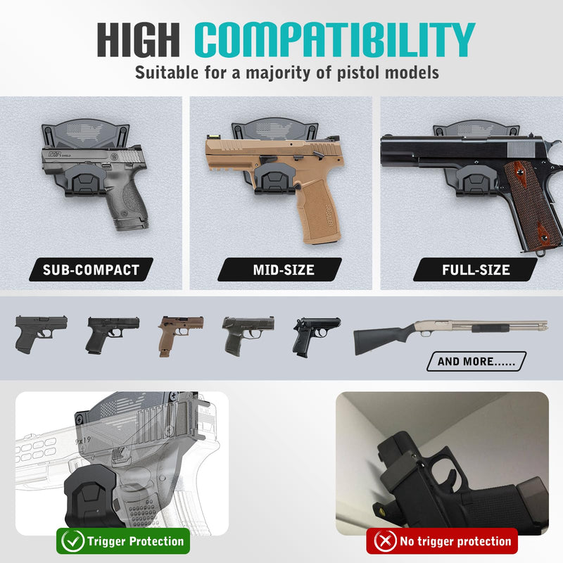 Gun Magnet Mount for Truck Car Vehicle,Magnetic Gun Mount for Pistol Shotgun Revolver with Trigger Guard Protect,Gun Magnet Rate Max 15 LBS Conceal in Desk Safe Wall Easy to Access&Release 2 Pack