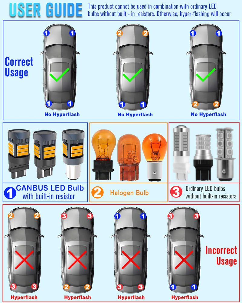 3157 LED Turn Signal Bulb Anti Hyper Flash,3057 LED Bulbs With Built in Resistor,3156 LED Amber Yellow CANBUS Error Free,3457a 3457 4157 Front Rear LED Blinker Bulb for Car Trucks(2pcs) 3156/3157