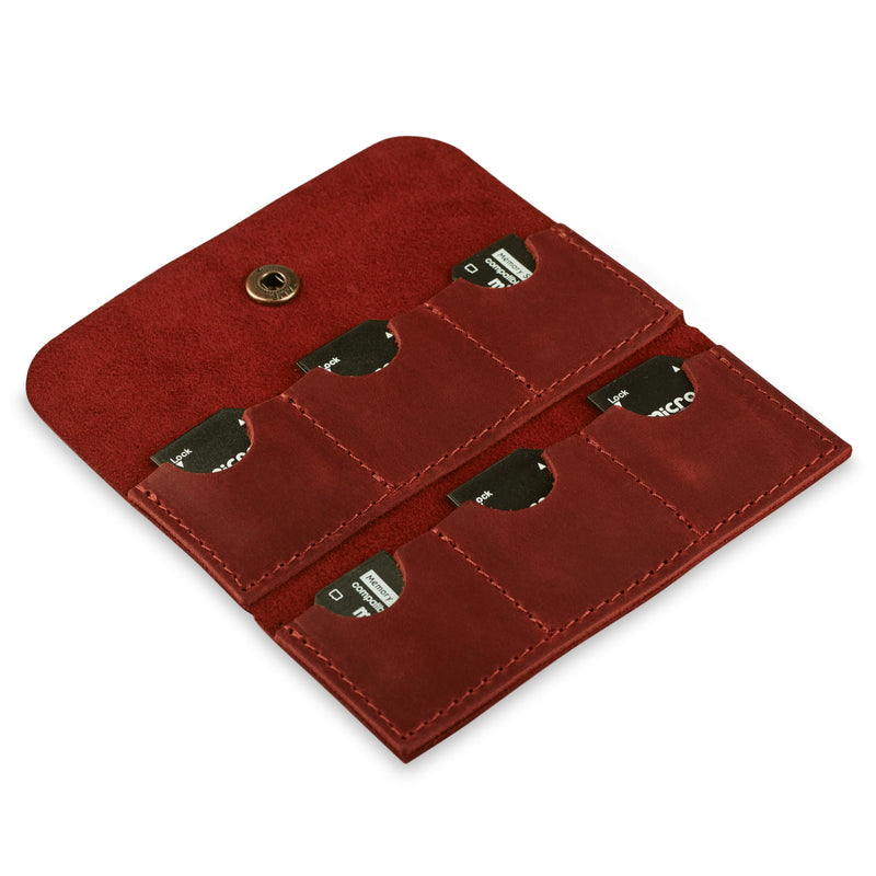 Leather SD Card Holder, SD Card Case, Micro SD Card Holder Organizer, SD Card Storage Case, Memory Card Case Cover, Travel Memory Card Case (Cognac) Cognac