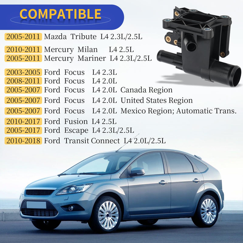 902-231 Engine Coolant Water Outlet for Ford Escape Focus Transit Connect for Mercury Mariner Milan Mazda Tribute 2003-2018 Replaces 6S4Z-8K556-A 8S4Z-8K556-A