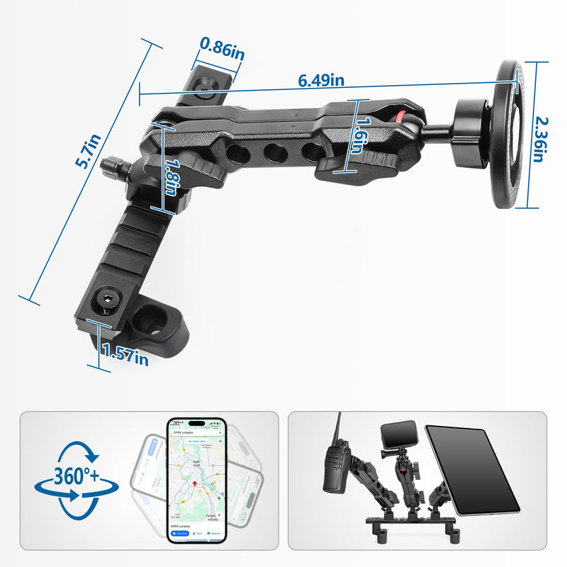 sukemichi Phone Mount for Dodge RAM Truck 1500/2500/3500 & TRX 2019+ Accessories, Dash Platform Phone Mount Magsafe Fit 5"/8.4"/12"/14" Screen, Cell Phone Holder for NATO Rail