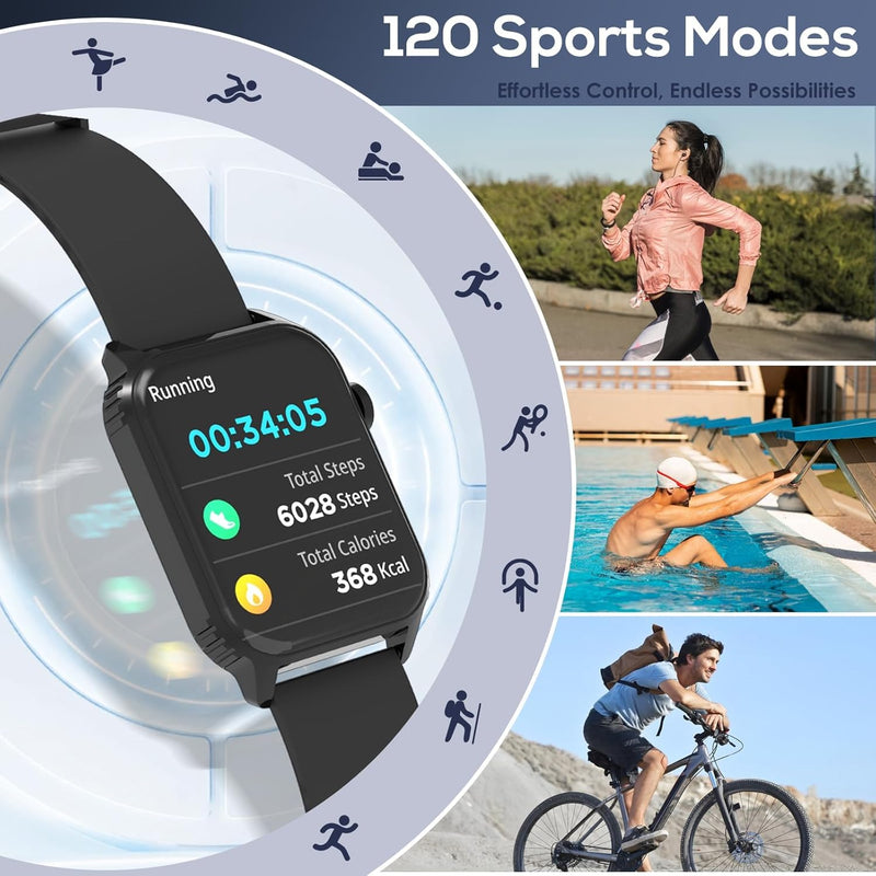 Smart Watch for Men, 120 Sports Modes Smartwatch with 1.83" HD, Alexa Built-in, Heart Rate/Sleep Monitor, IP67 Waterproof, Bluetooth Call & Music Control Fitness Watch for iPhone/Android (Black) Deep Black