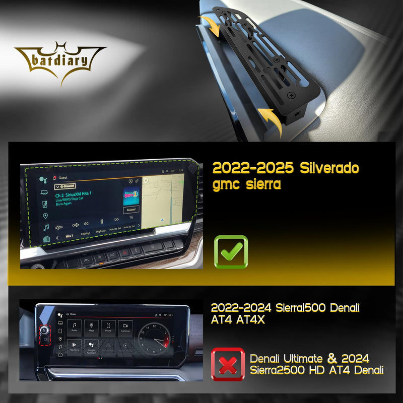 2024 2025 Silverado 1500 Magnetic Phone Mount Compatible with 2022 2023 2024 2025 Chevy Silverado GMC Sierra Accessories Metal Cell Phone Holder Dash Platform Mount(No-Drill Installation)