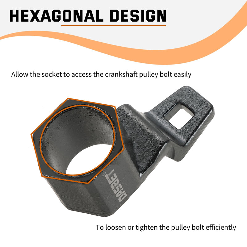 DASBET 50mm Hex Crankshaft Crank Damper Pulley Holding Wrench Socket Tool Compatible for Honda Acura