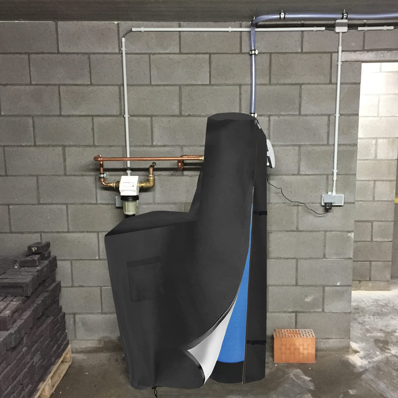 Bitubi Water Softener Cover with Split Zipper,Outdoor Water Softener Brine Tank Cover,Waterproof Anti-UV(64" H x 40" W x 16" D, Black) All Weather Protection 64" H x 40" W x 16" D(Black) Water Softener Cover (One-piece)