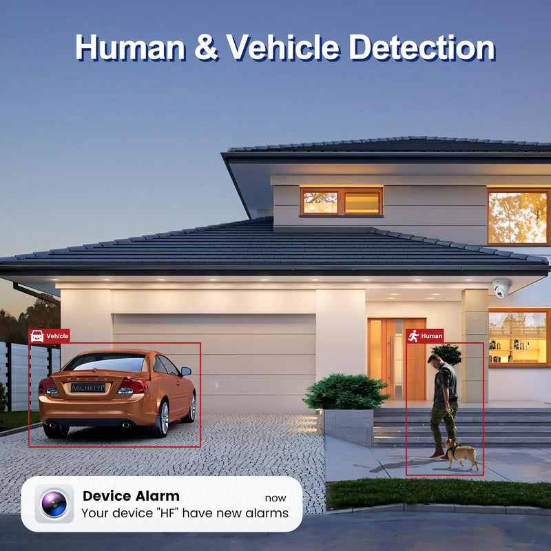 Anpviz 6MP PoE Camera, Turret 6MP UltraHD IP Camera Outdoor with Mic & Speaker, 100FT Smart Color Night Vision, PoE Security Cameras with AI Human Vehicle Detection, MicroSD Slot (U Series)