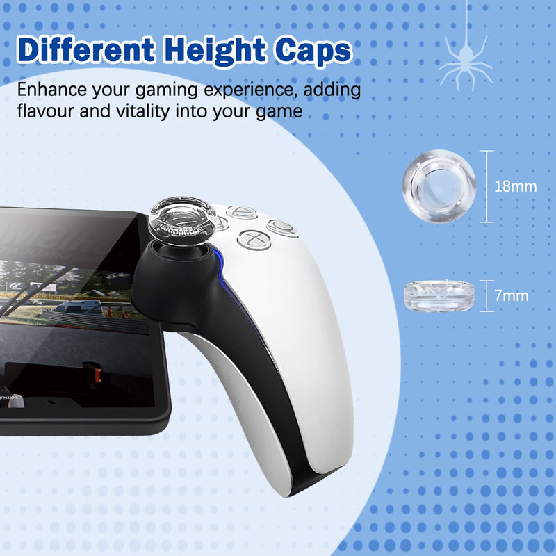 DLseego Thumb Grips Caps for Playstation Portal Remote Player, Full Protection Anti-Slip & Anti-Scratch Anti-Fingerprint Protective Cartoon Button Cap Cover 2 Thumb Stick Caps - White