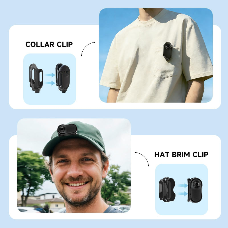 Mini Body Camera 1080P, Thumb Size Wearable Helmet Camera, Clip On Action Cam, Body Cam for Cycling Travel Sports(Black) black