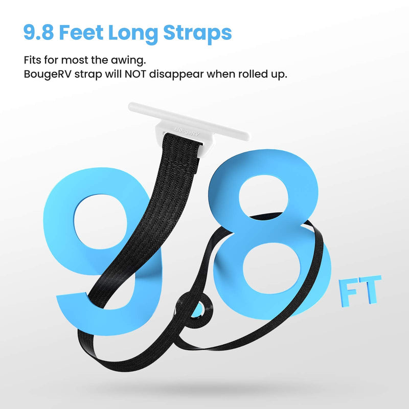 BougeRV RV Awning Pull Straps, 9.8FT (118 Inches) Upgraded RV Camper Awning Parts Pull Down Straps Fits for RV/Travel Trailer/Camper Awning RV Accessories (2 Pack)