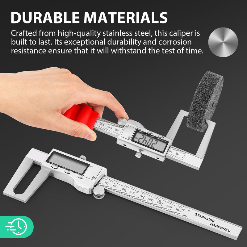 Digtal Caliper Disc Brake Rotor Micrometer Digital Caliper Measuring Tool for Disc Brake, Digital Calipers 6 inch with LCD Display, Unit Conversion, Storage Case, Extra Battery