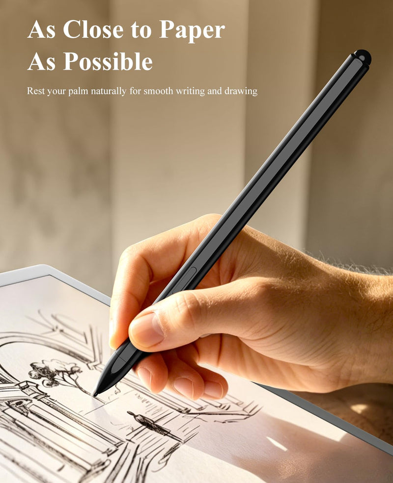TiMOVO Magnetic EMR Stylus Pen Compatible with Remarkable 2, Black | 4096 Pressure Levels, No Charging, Digital Eraser, Palm Rejection, Tilt Support, 3 Replacement Tips