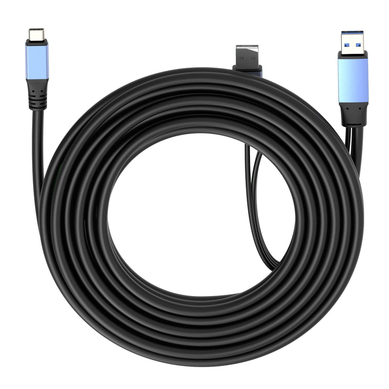 OkyLink Active USB 3.0 A to C Data Cable, Male to Male, 5Gbps, 15ft | 5M, 3.2 Gen 1, Signal booster, optional power, for webcam, VR, portable hard drive, Docking Station, Printer USB3.0(5Gbps) 15ft (5m)