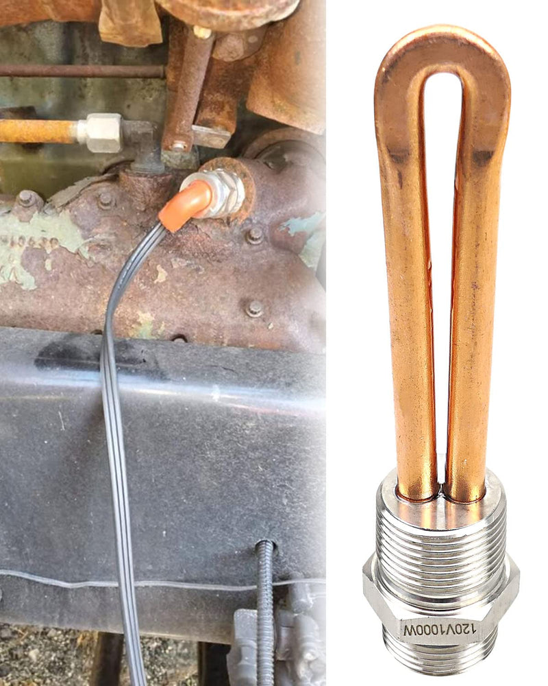 Engine Block Heater Replace 3500043 Fit for Ford Mercury Lincoln International Caterpillar Detroit Diesel Hino Mack Nissan, 3/4" NPT Thread 120 Volts 1000 Watts
