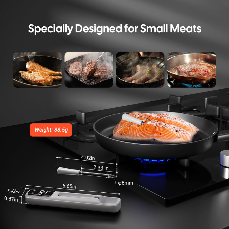 INKBIRD Mini Wireless Meat Thermometer, Bluetooth 5.4,1000ft/305m Ultra Long Connection, 60 Min Offline Data Storage, IP67 Waterproof, White LED Display, Ideal for BBQ, Grill, and Smoker 11I-B