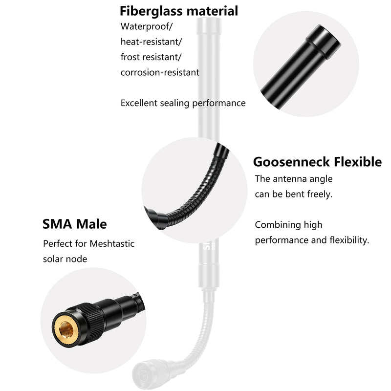 Waterproof Long Range Meshtastic 915MHz LoRa Flexible Gooseneck SMA Antenna | for ESP32 LoRa Heltec V3 V4 RAK Development Board and Wio Tracker L1 Pro SenseCAP Solar Meshtastic Node, Slinkdsco