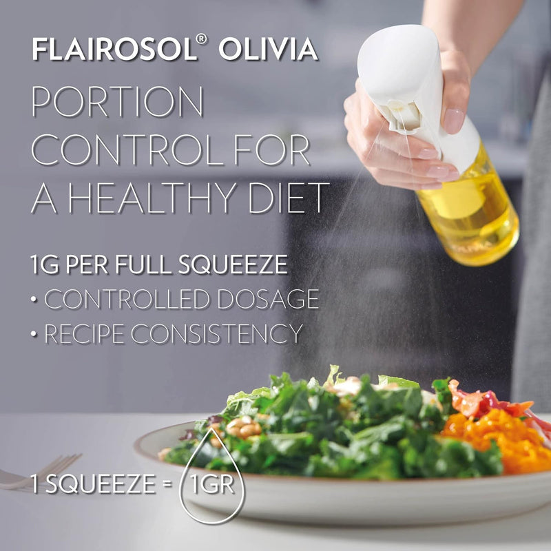 FLAIROSOL OLIVIA. The Original Advanced Oil Sprayer for Cooking, Salads, BBQs and More, Continuous Spray with Portion Control, Trusted by Chefs. Patented Technology. (Glass Bottle) (Golden Leaves) Golden Leaves