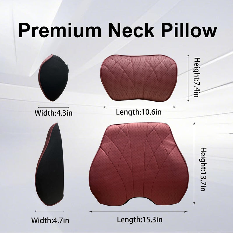 2 Packs Car Neck Pillow for BMW X3 X5 X1 X2 X4 X6 X7 1 2 3 4 5 6 7 Series Car Soft PU Leather Headrest and 100% Memory Foam Car Seat Pillow Head Neck RestCushion Accessories (Red) Red