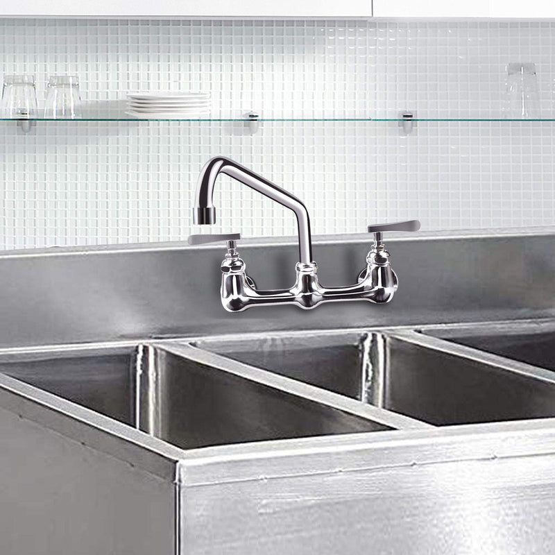 Swivel Swing Nozzle Spout 12 Inch Replacement Kit for Commercial Kitchen Sink Faucet Stainless Steel Add-on Spout Fits for 2 or 3 Bay Compartment Sinks, Chrome Finish (M25*1.25mm)
