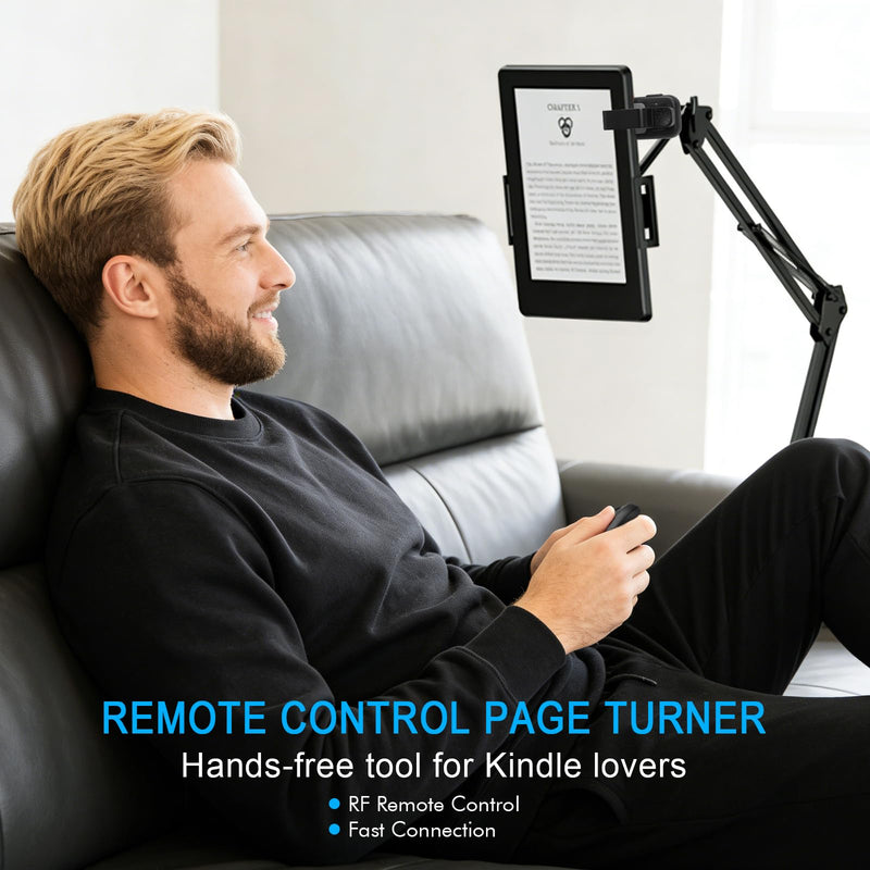Kindle Page Turner Remote Control, Anti-Slip Finger Clicker for Reading in Bed, Case-Friendly 0.45inch Clip for Paperwhite Oasis Scribe iPad Kobo eReaders, 2-in-1 Camera Shutter Selfie Remote