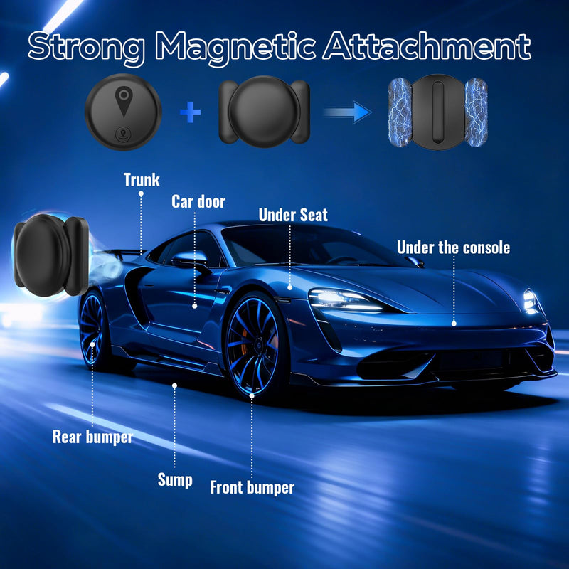 GPS Tracker for Vehicles,2 Pack Tracker Device for Vehicles for iOS Find My | Hidden Portable GPS Tracker for Cars Splashproof Available，No Monthly Fee Subscription No SIM Card Required - Black Grey