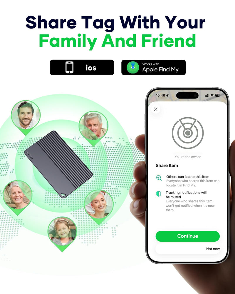 Wallet Tracker Card for Apple Find My, 5-Year Battery Bluetooth Item Finder for iPhone, Slim Smart Tracking Card for Wallet, Luggage, Passport, Purse, Backpack, iOS Only 1-PACK