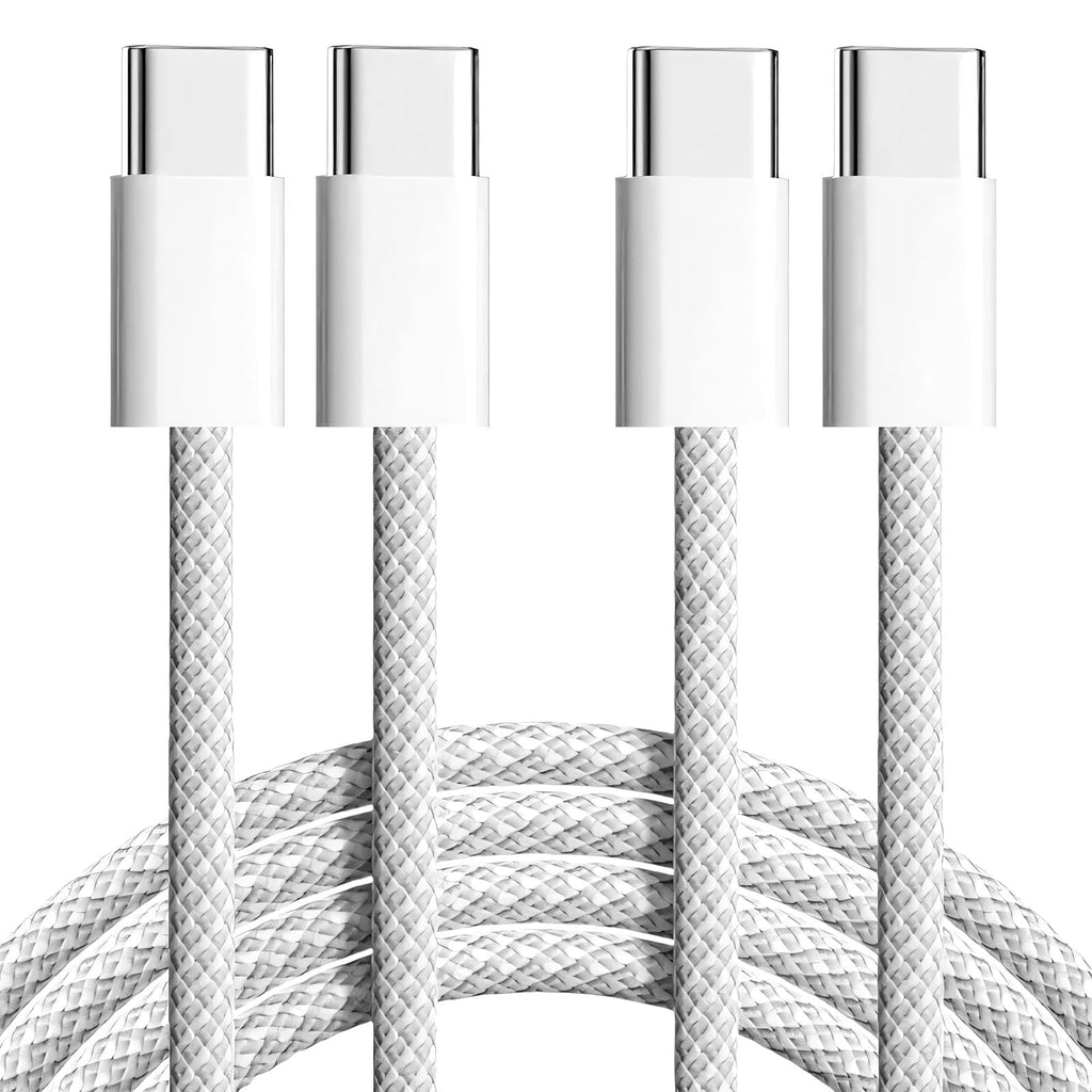 Braided USB C to USB C Cable 3ft - 60W Type C Fast Charger, USBC to USB-C Woven Power Cord for iPhone 15 Pro Max/MacBook/iPad/Samsung Galaxy/Android Devices and more [Pack of 2]