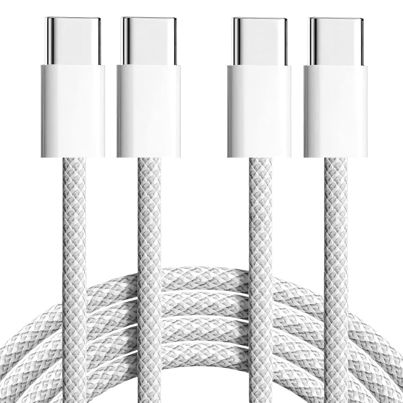 Braided USB C to USB C Cable 3ft - 60W Type C Fast Charger, USBC to USB-C Woven Power Cord for iPhone 15 Pro Max/MacBook/iPad/Samsung Galaxy/Android Devices and more [Pack of 2]