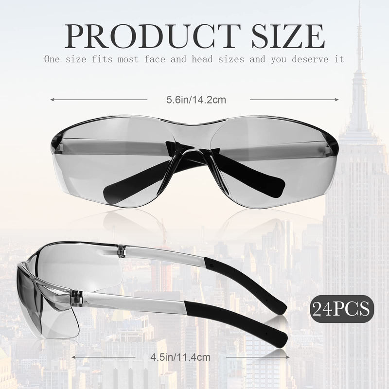 Queekay 24 Pairs Safety Glasses Unisex Anti Scratch Protective Goggles Impact Resistant Lens Eyewear As Pictures Shown