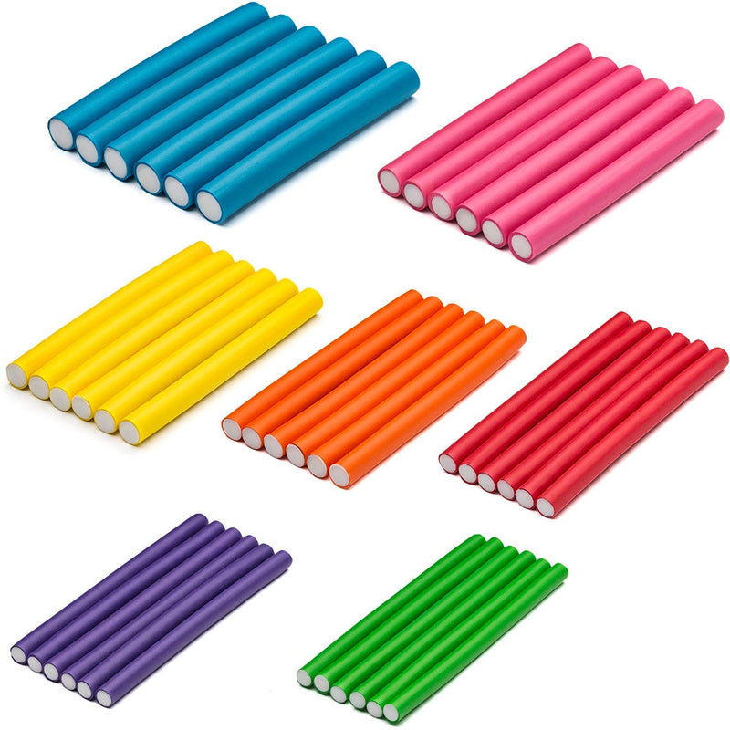  [AUSTRALIA] - Foam Hair Rollers, Queta 42pcs No Heat Hair Curlers Flexible Rollers Hair Rods For Long Hair Rollers