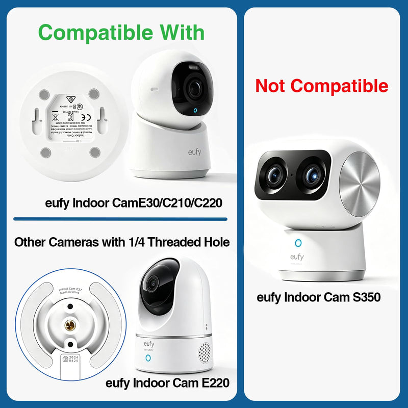 3 Pack Adhesive Metal Camera Wall Mount Bracket Compatible with eufy Security Indoor Cam E220/P24, No-Drill Adhesive or Screw Install, Reduce Blind Spots