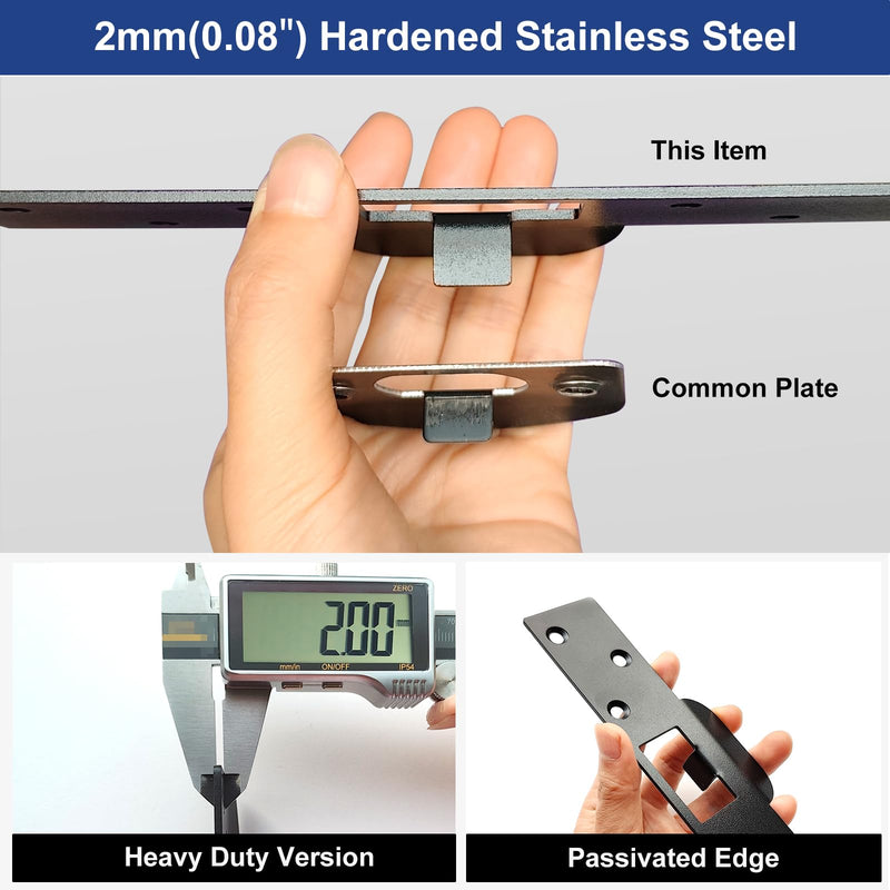 Door Strike Plate with Barricade Pins, 7" Extra Long, Heavy Duty | Forced Entry Resistance, Anti-Theft Reinforcement for Home/Apartment/Bedroom, Heavy Duty Striker 1 Pack Matte Black