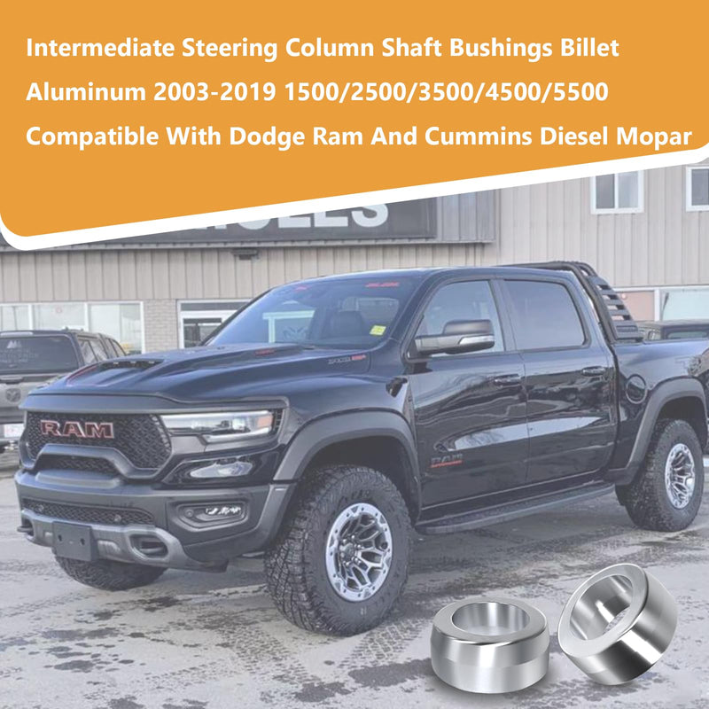 2pcs of Intermediate Shaft Bushings Steering Wheel Column Sleeve 6061-Billet Aluminum Compatible with Dodge Ram 2003-2019 1500/2500/3500/4500/5500 5.9 6.7 G56 Cummins Diesel.
